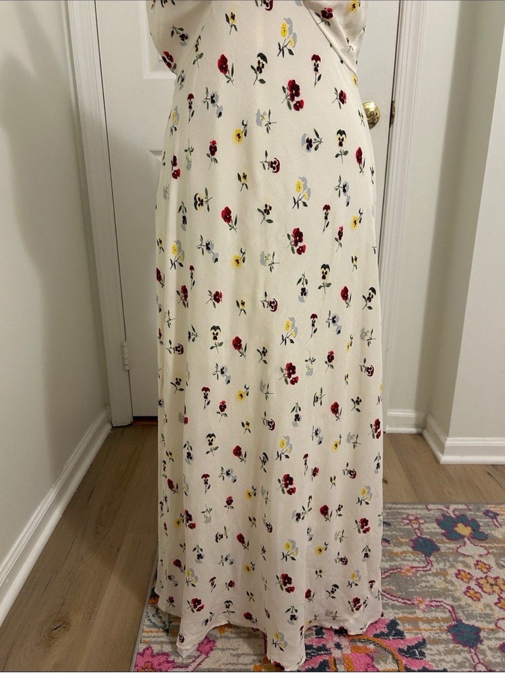 Gap x Doen Pansy Floral Blue Trimmed Tie Midi Dress New Size 4 Cottagecore - Picture 10 of 16